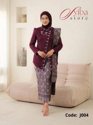 One Set Kebaya Janggan - Burgundy J004